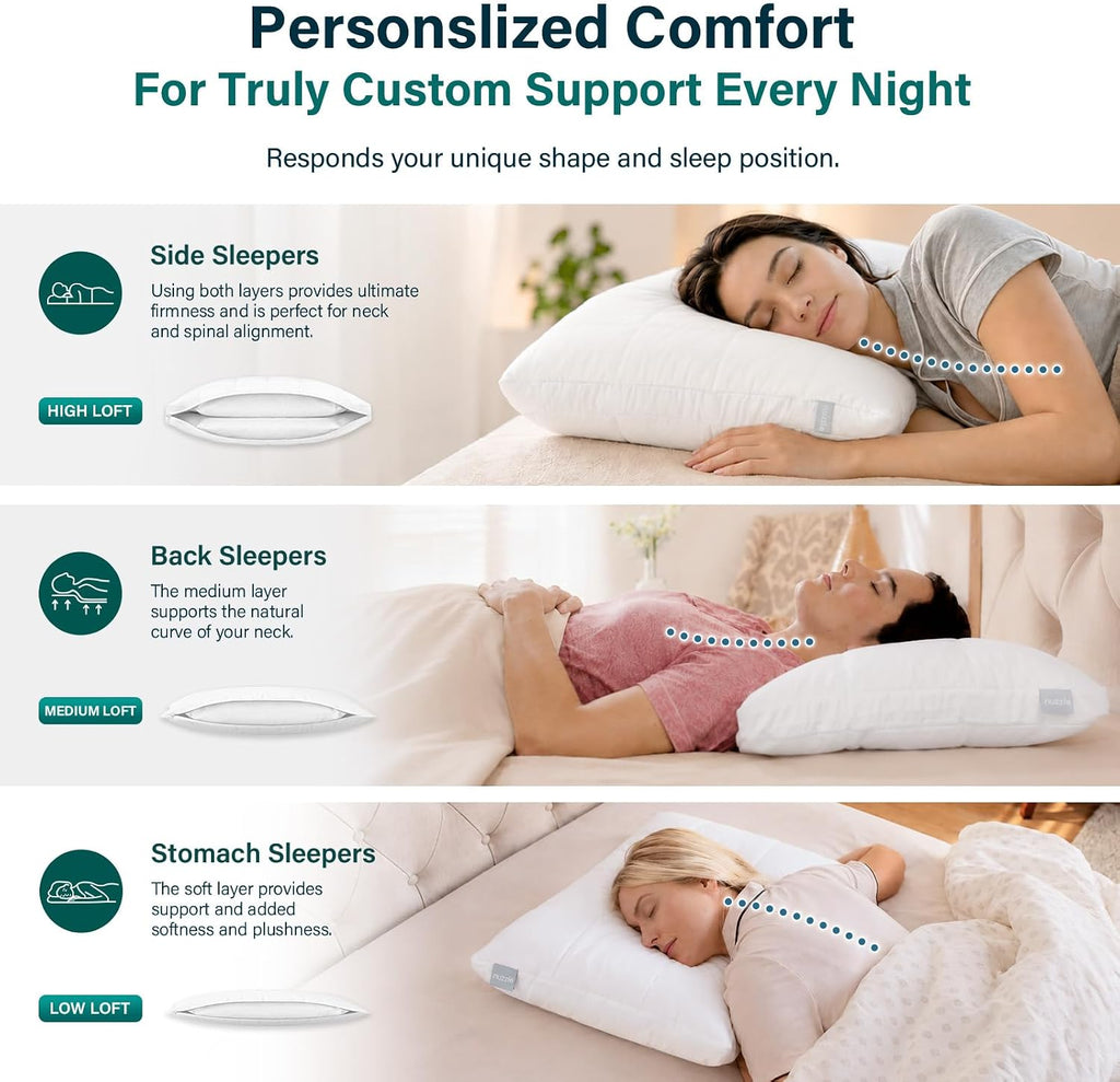 Nuzzle Pillow Standard Adjustable Neck Pillow,Soft Luxury Hotel Feel