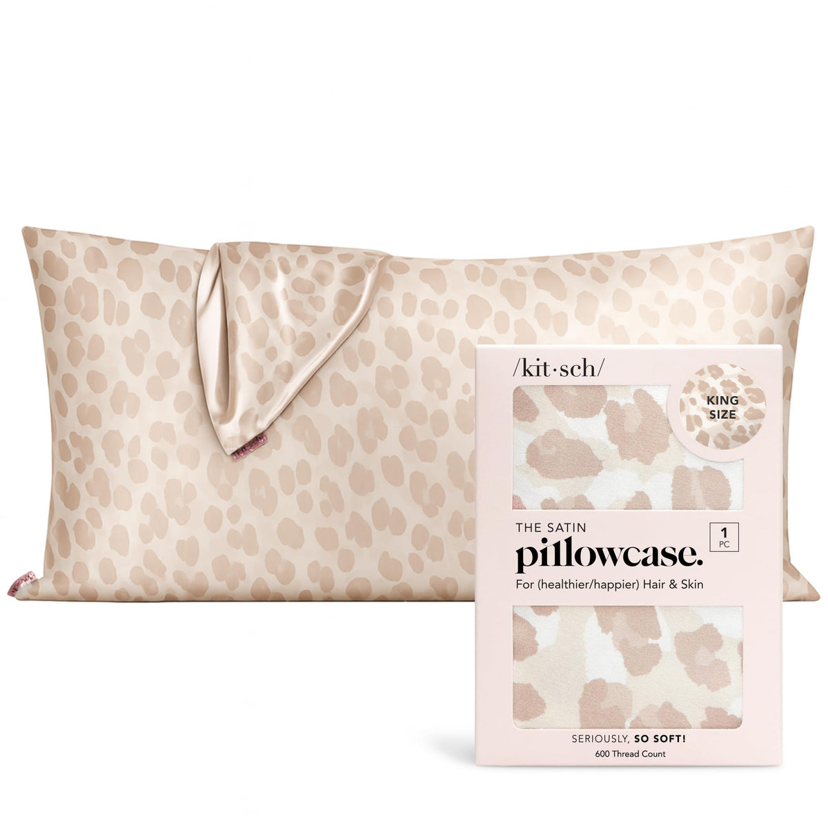 Kitsch Satin Pillowcase with Zipper - 2 pcs King Size, Ivory
