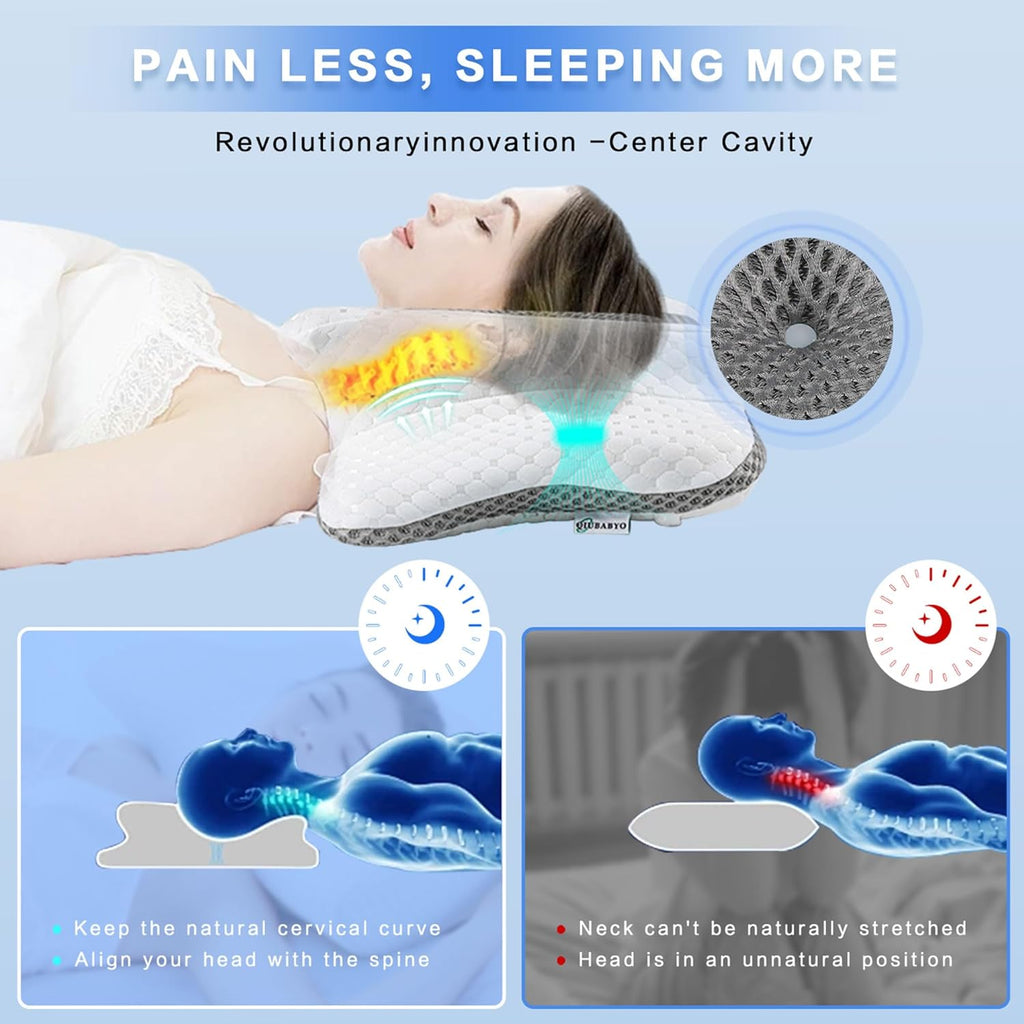 Pain Relief Cervical Pillow for Neck Support, Adjustable Ergonomic Pillow