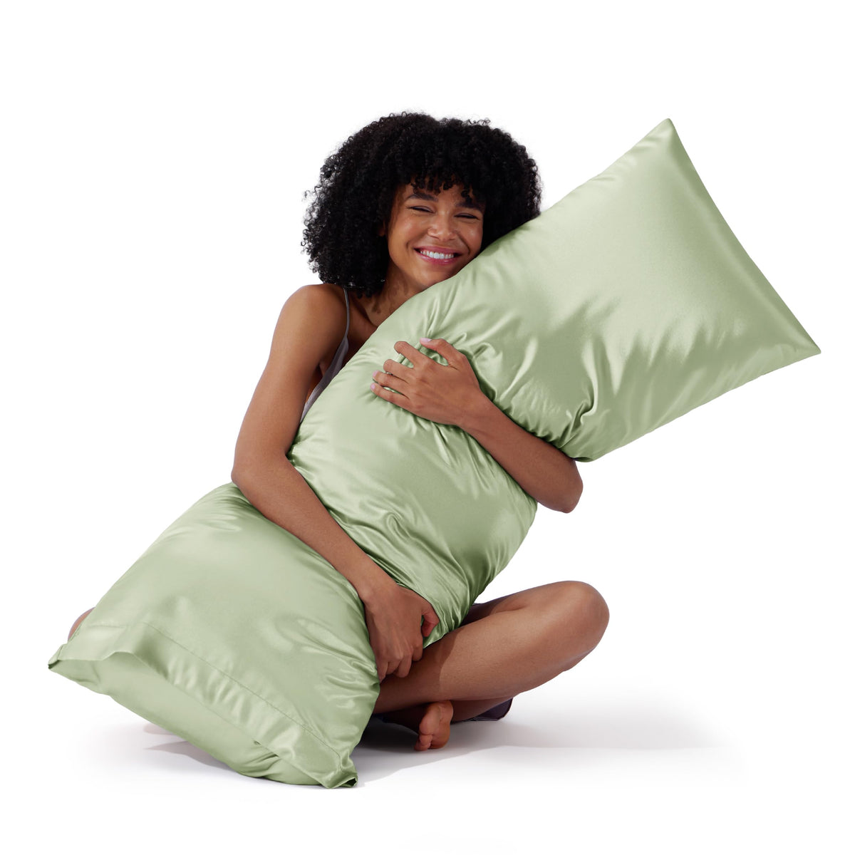 Bedsure Satin Pillowcase Standard Set of 2, Silky Pillow Cases, Beige