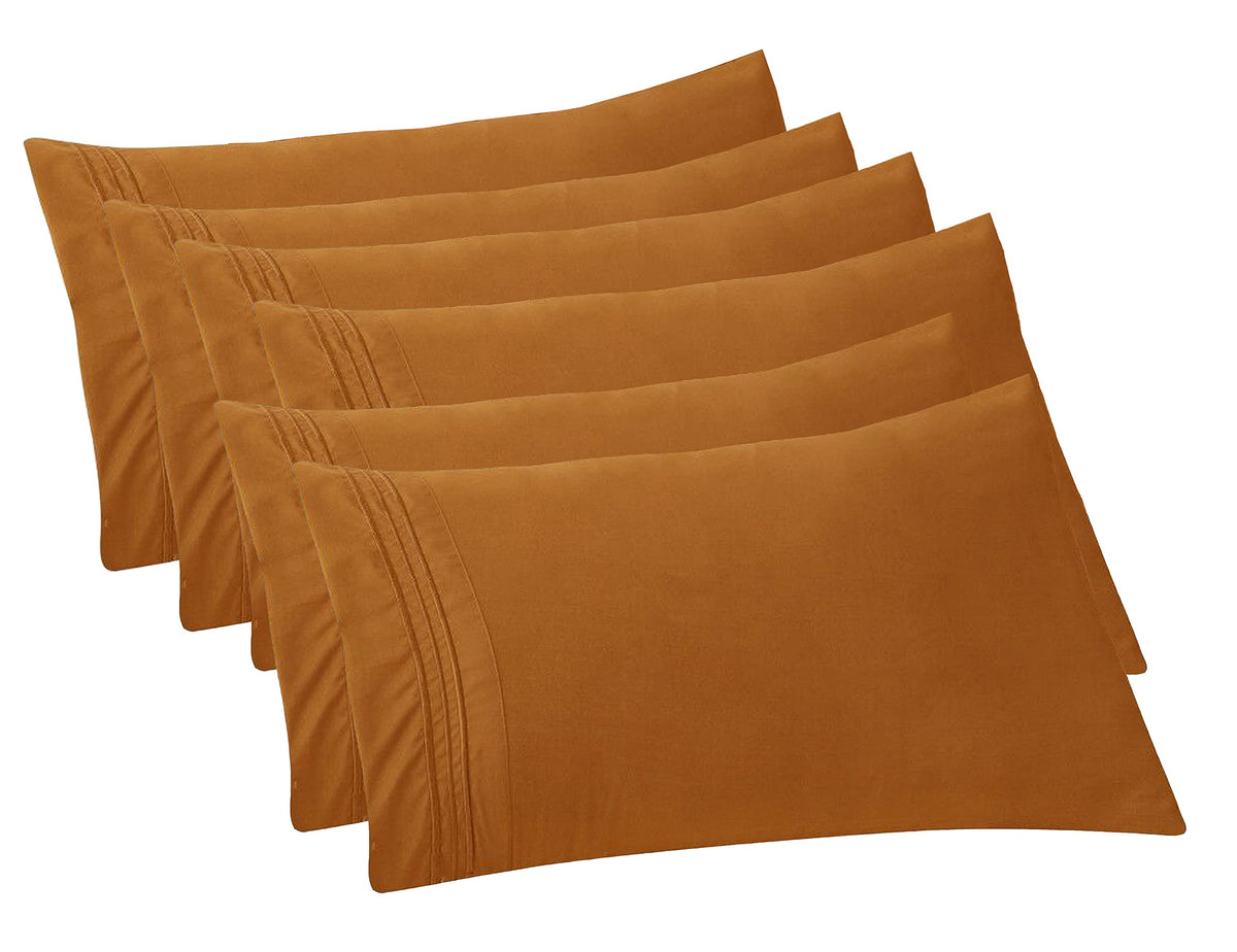 Elegant Comfort 4-PACK Solid Pillowcases 1500 Premium Hotel Quality Microfiber - Smooth Weave, Wrinkle and Stain Resistant, Easy Slip-On, 4-Piece Set, Standard/Queen Pillowcase, Gray