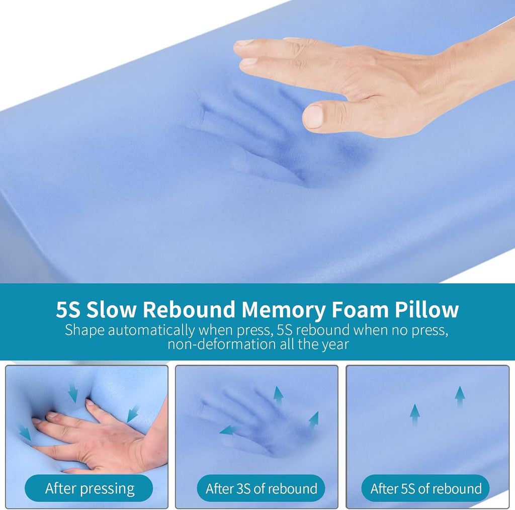 Polovo Neck Pillow Memory Foam Pillows for Sleeping, Ergonomic Cervical Pillow Neck Support Pillow Bed Pillow for Side Back Stomach Sleepers, Contour Pillow for Neck and Shoulder Pain Relief (Blue)