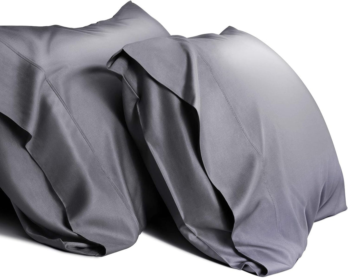 WishSmile Cooling Queen Pillowcases Set of 2 Breathable Cool Silky Soft Rayon Derived from Bamboo Fabric, Moisture Wicking for Hot Sleepers, Hair and Skin Friendly, Dark Grey, 2 Pack, 20x30IN