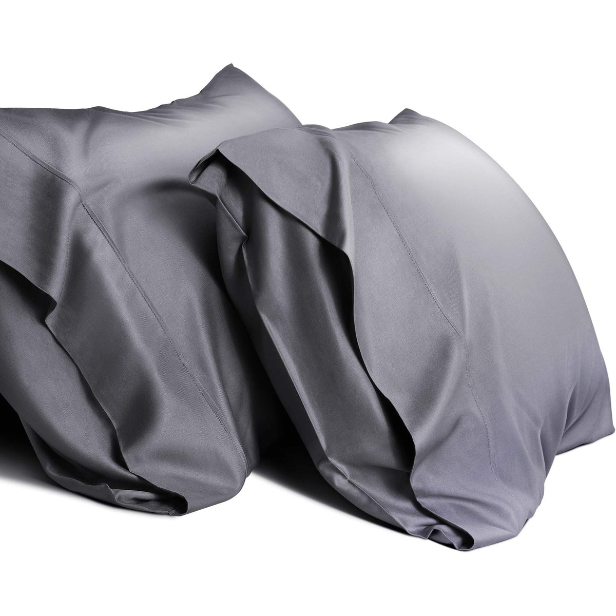 WishSmile Cooling Queen Pillowcases Set of 2 Breathable Cool Silky Soft Rayon Derived from Bamboo Fabric, Moisture Wicking for Hot Sleepers, Hair and Skin Friendly, Dark Grey, 2 Pack, 20x30IN