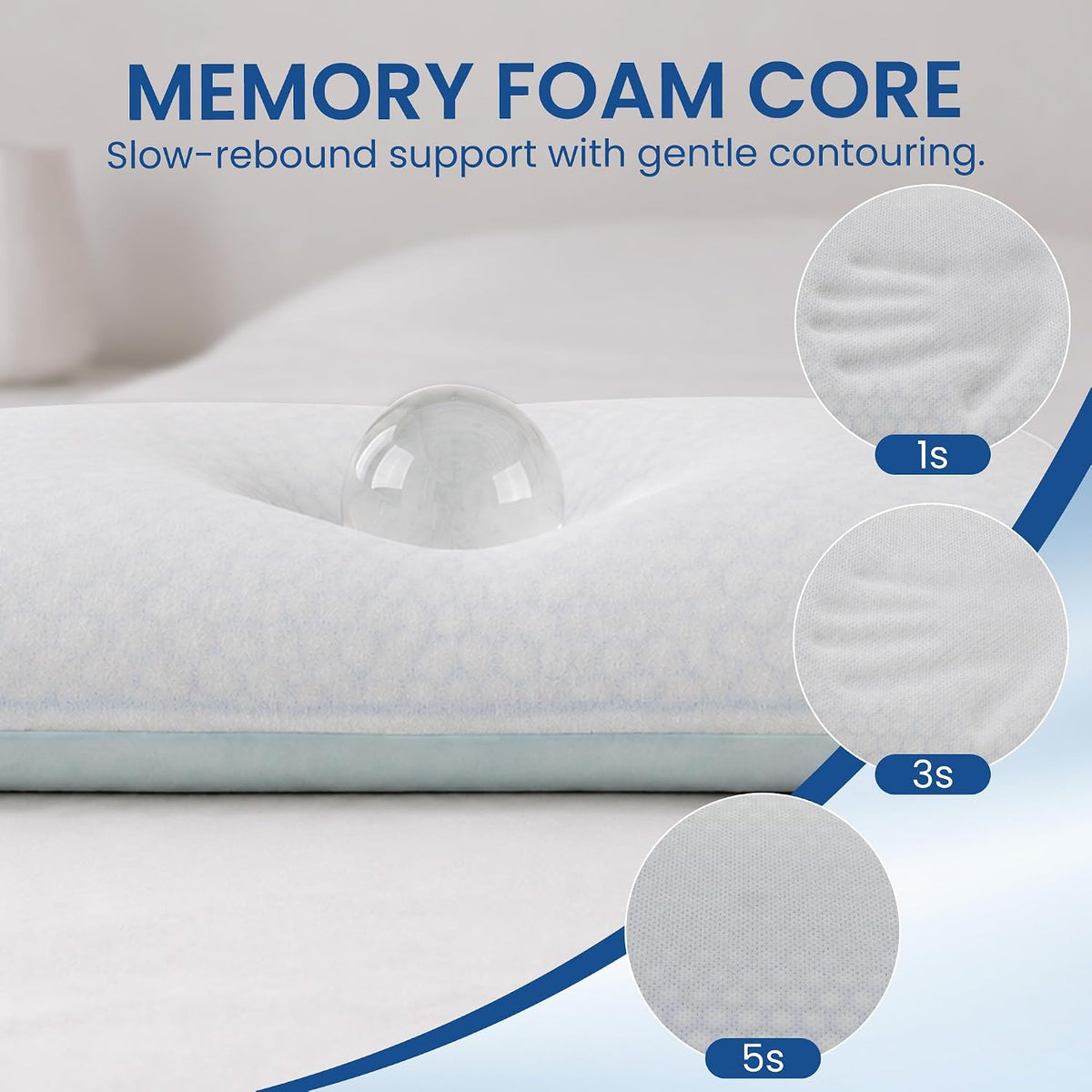 Memory Foam Bed Pillow with Dual Cooling Surfaces and Contouring Support