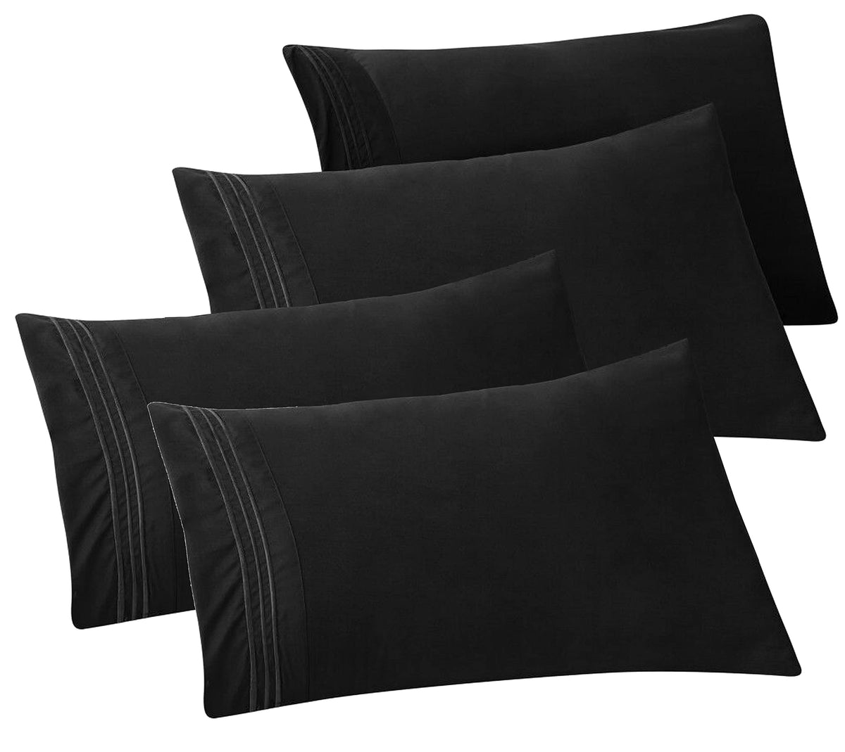 Elegant Comfort 4-PACK Solid Pillowcases 1500 Premium Hotel Quality Microfiber - Smooth Weave, Wrinkle and Stain Resistant, Easy Slip-On, 4-Piece Set, Standard/Queen Pillowcase, Gray