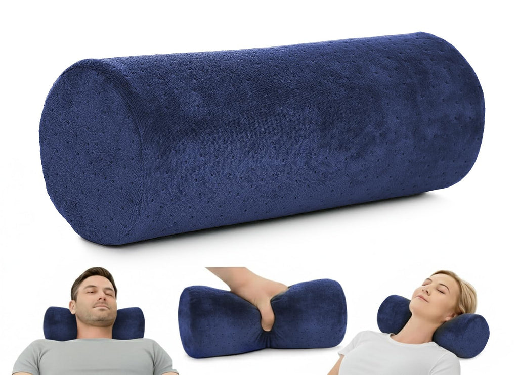 AllSett Health Firm Round Bolster Pillow - Memory Foam Cervical Neck Roll Pillow for Sleeping