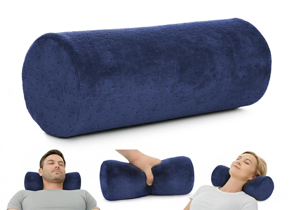 AllSett Health Firm Round Bolster Pillow - Memory Foam Cervical Neck Roll Pillow for Sleeping