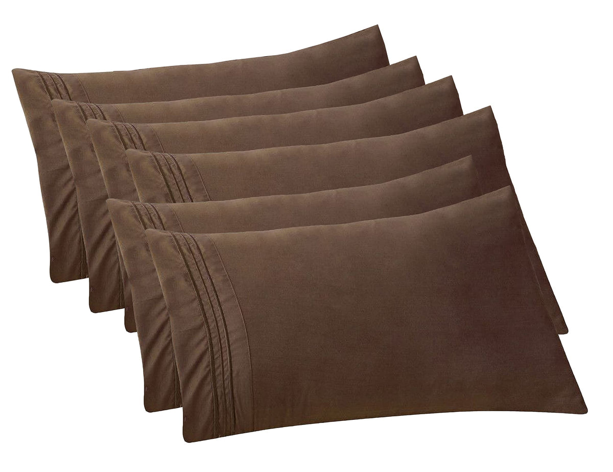 Elegant Comfort 4-PACK Solid Pillowcases 1500 Premium Hotel Quality Microfiber - Smooth Weave, Wrinkle and Stain Resistant, Easy Slip-On, 4-Piece Set, Standard/Queen Pillowcase, Gray
