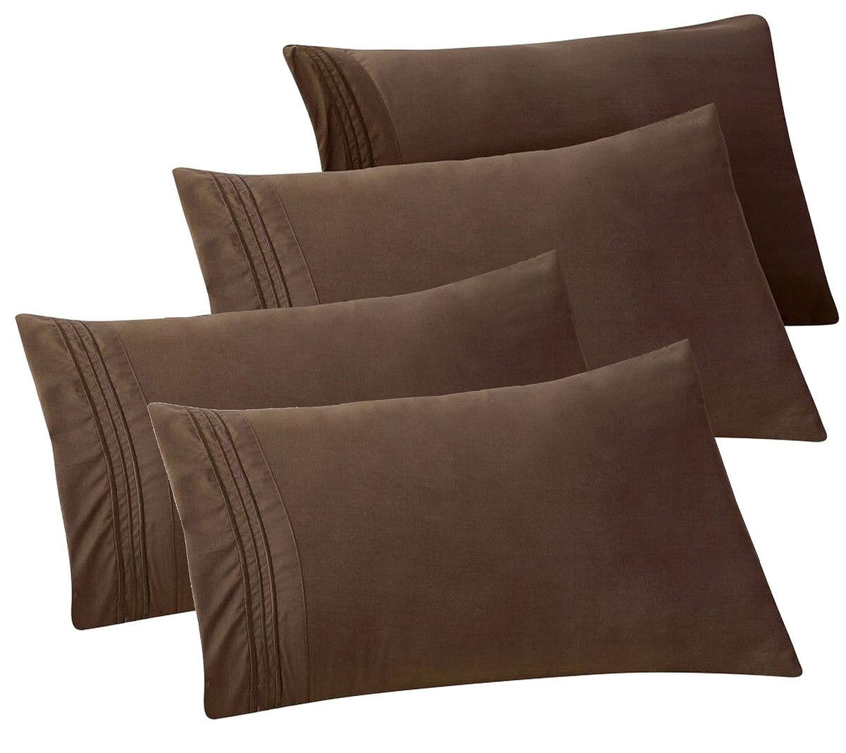 Elegant Comfort 4-PACK Solid Pillowcases 1500 Premium Hotel Quality Microfiber - Smooth Weave, Wrinkle and Stain Resistant, Easy Slip-On, 4-Piece Set, Standard/Queen Pillowcase, Gray