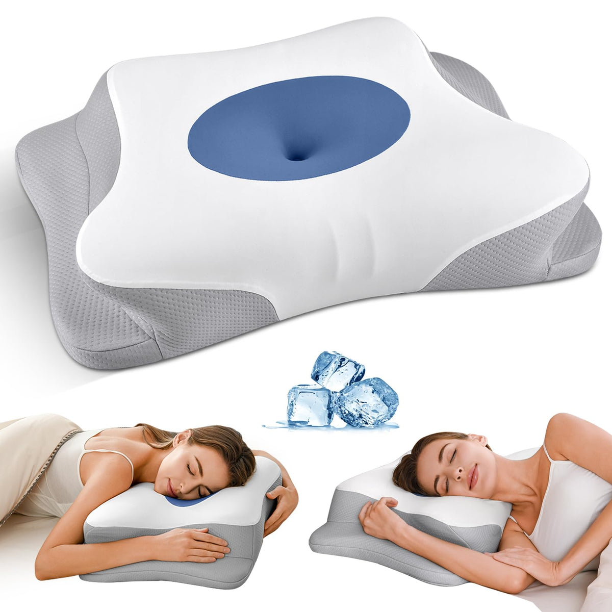 Cervical Pillow for Neck Pain Relief, Ergonomic Neck Pillow for Sleeping, Orthopedic Contour Side Sleeper Pillow for Neck Support, Memory Foam Pillows for Back Stomach Sleepers