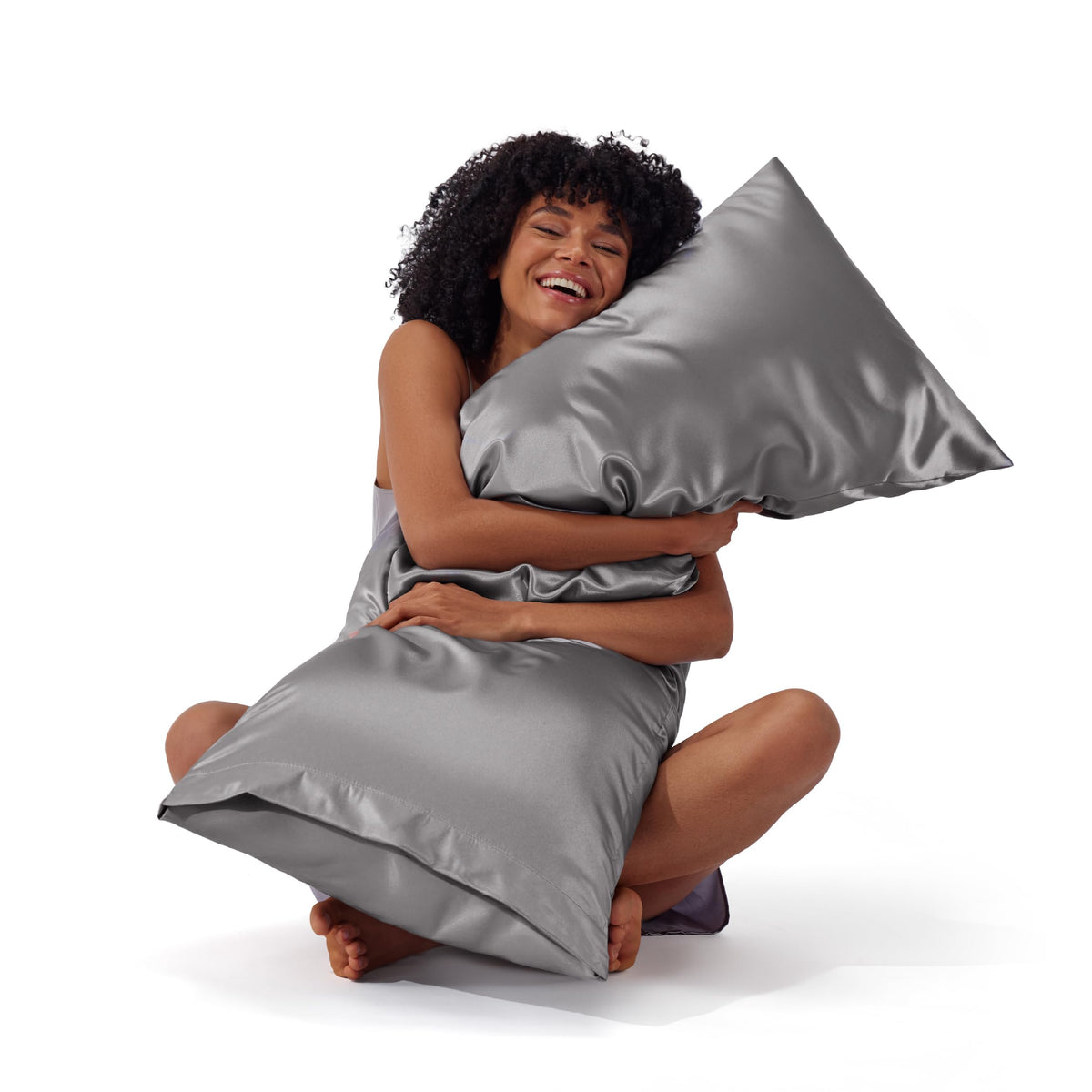 Bedsure Satin Pillowcase Standard Set of 2, Silky Pillow Cases, Beige