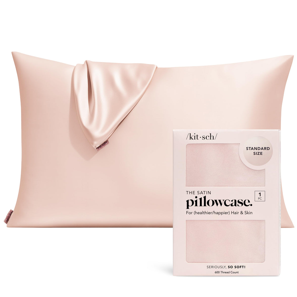 Kitsch Satin Pillowcase with Zipper - 2 pcs King Size, Ivory