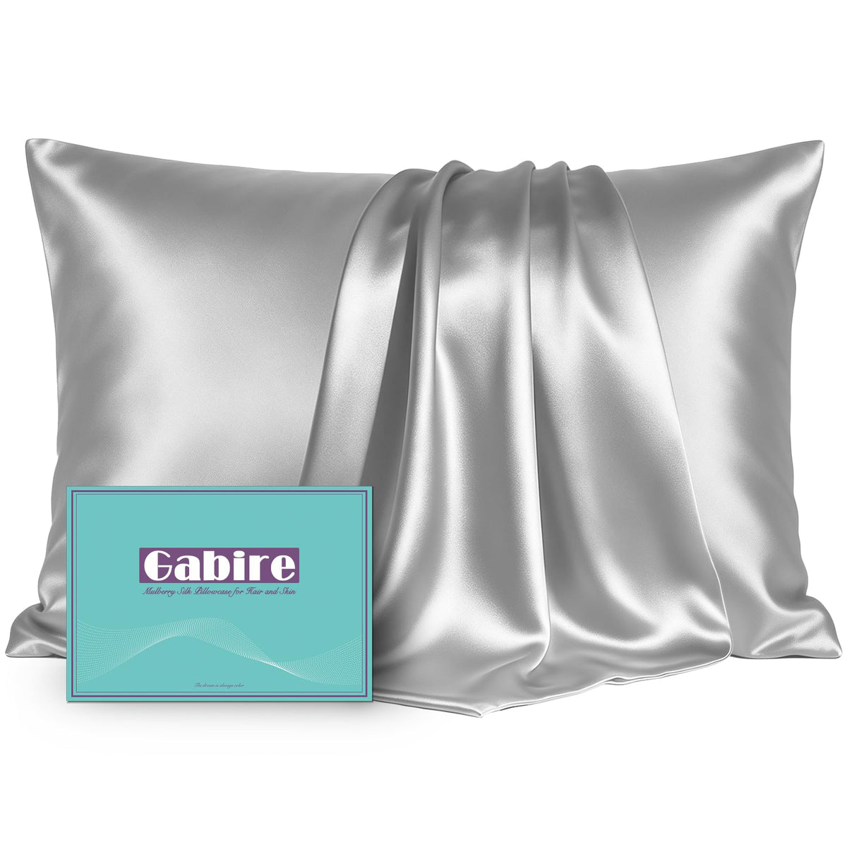 Gabire Mulberry Silk Pillow Cases Set of 2, Both Sides Real Silk Pillowcase for Hair and Skin Prevent Acne Pillowcase Organic Silk Pillowcase 2 Pack with Hidden Zipper, Black, Standard (20"×26")