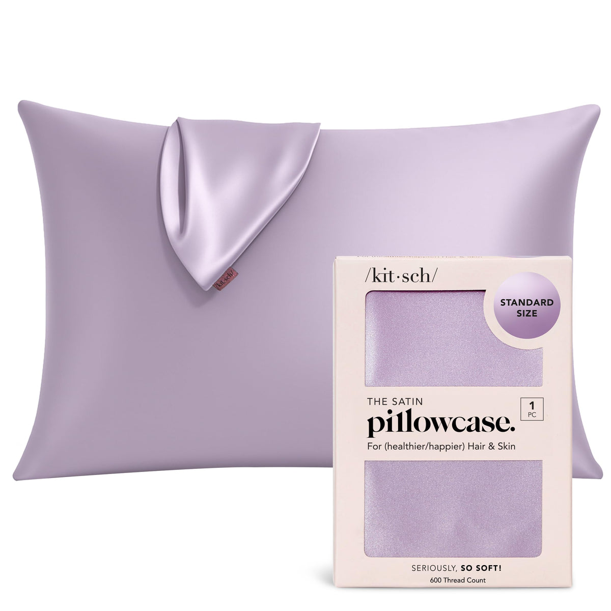 Kitsch Satin Pillowcase with Zipper - 2 pcs King Size, Ivory