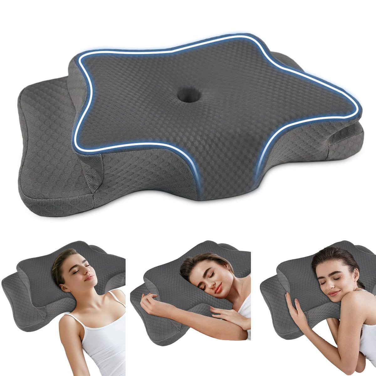 Pain Relief Cervical Pillow for Neck Support, Adjustable Ergonomic Pillow