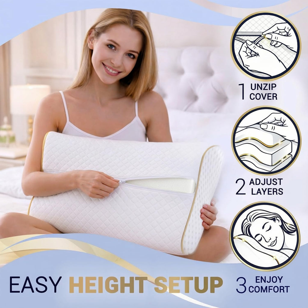 Royal Therapy King Memory Foam Pillow – Ergonomic Cervical Pillow for Neck and Shoulder Pain – Medium Firm Contour Pillow for Side, Back, and Stomach Sleepers – CertiPUR-US Certified