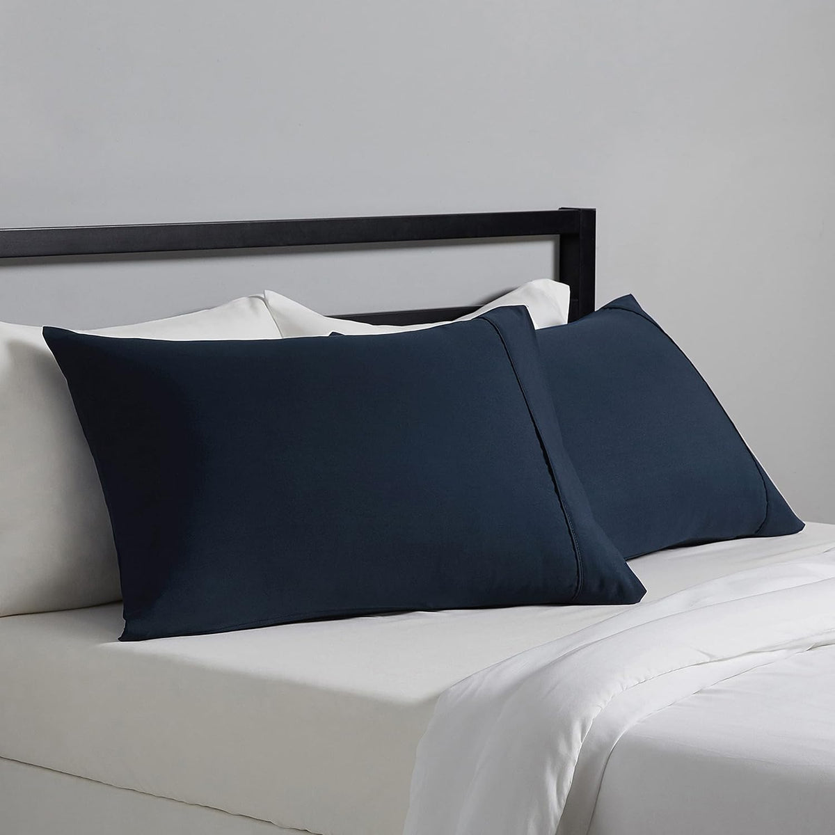 Amazon Basics Standard Pillowcases Set of 2 - Lightweight, Super Soft Easy Care Microfiber, Navy Blue, 30" L x 20" W, Pillows Not Included