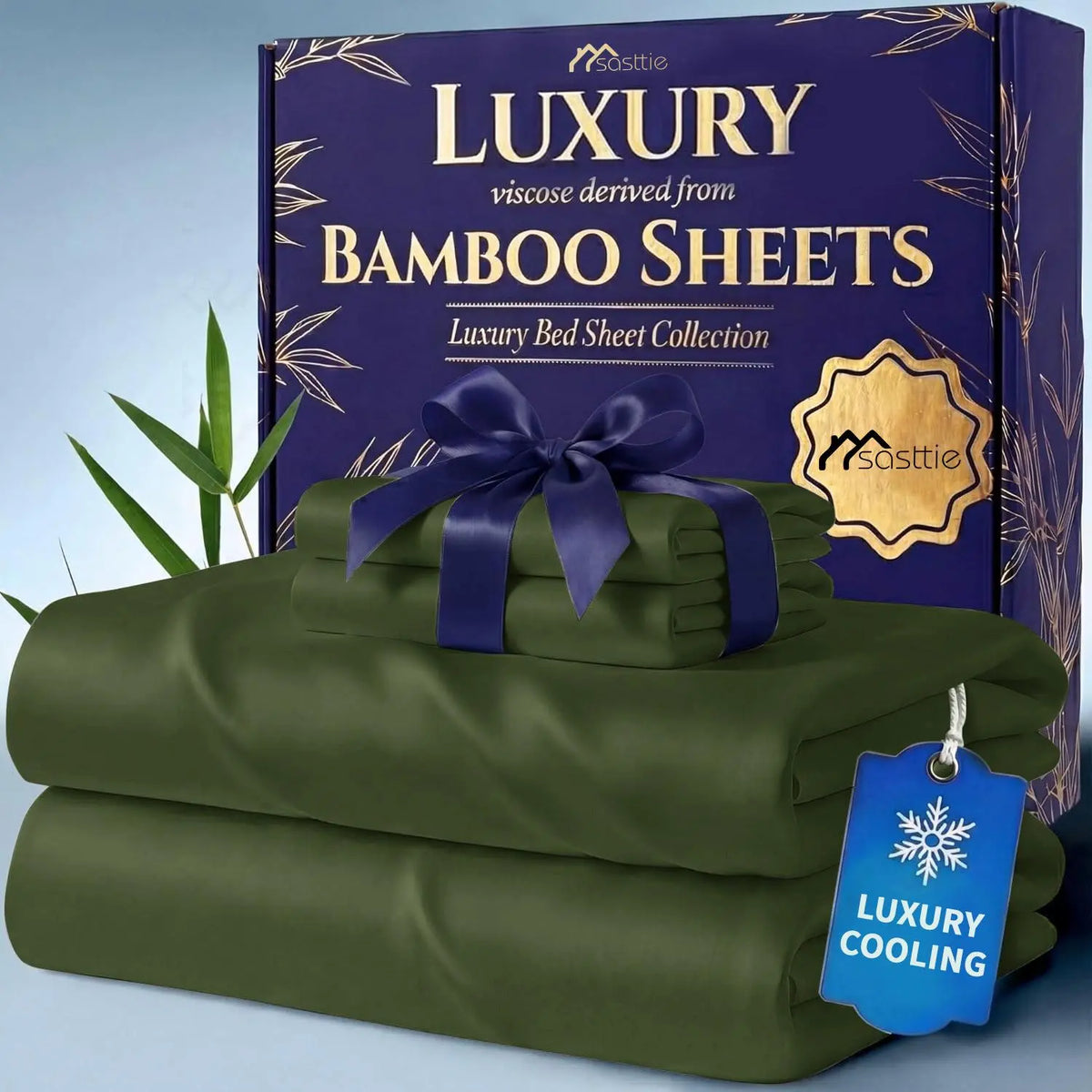 Bamboo Sheet Set with Secure Fitted Sheets - 3/4/6pcs Solid Queen Size Extra Deep Pocket, Comfy Breathable Cooling Bedding, Pillowcases, Ultra-Soft Wrinkle-Resistant, Hotel Luxury, Machine Washable for Kids' Bedrooms