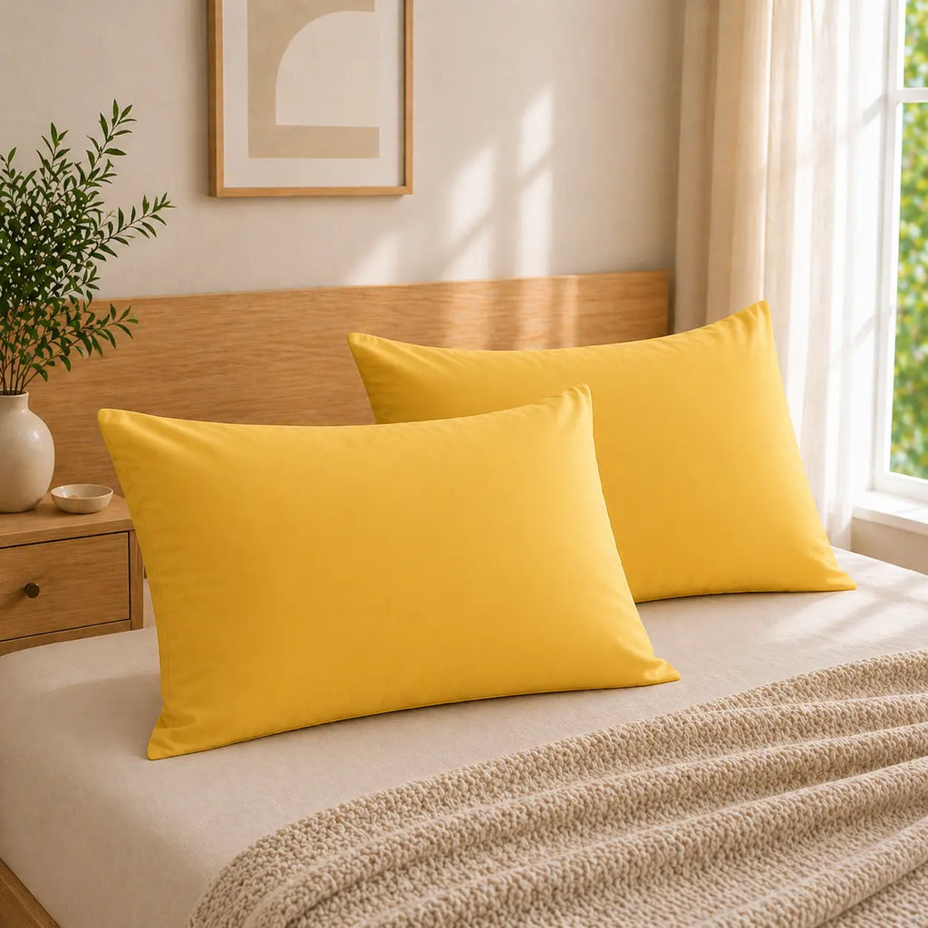 2-Pack Microfiber Pillowcases - Bed Linens with Secure Envelope Closure, Ultra-Soft Smooth Texture, Durable, Wrinkle-Resistant, Stain-Resist, Machine-Washable, Low-Maintenance Multi-Size Bed Pillow Covers for Comfortable Sleep
