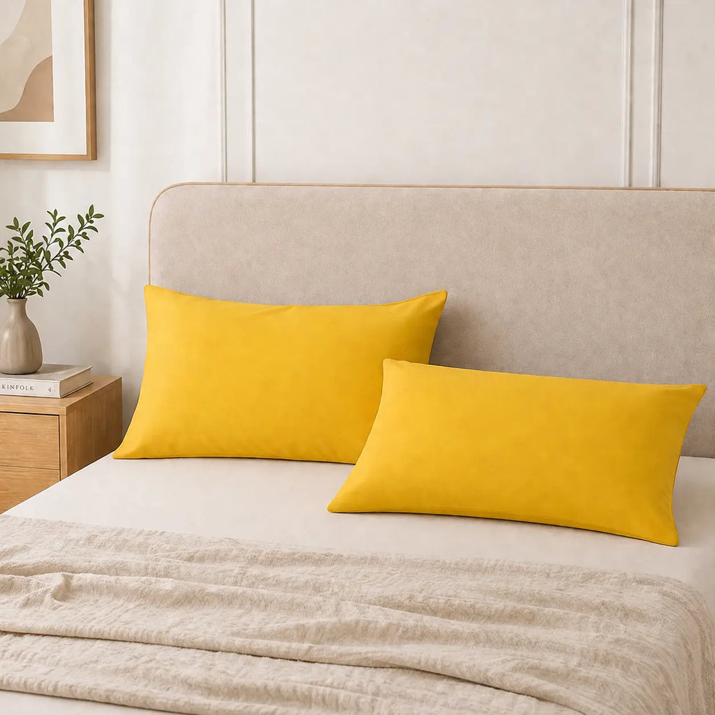 HTA 2-Pack Microfibre Pillowcases - Stain-Resistant, Durable, Ultra-Soft Envelope Closure Pillow Covers, Machine Washable for Restful Sleep