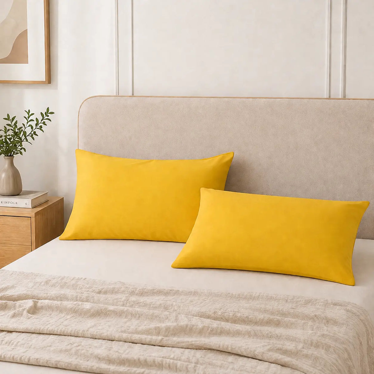 HTA 2-Pack Microfibre Pillowcases - Stain-Resistant, Durable, Ultra-Soft Envelope Closure Pillow Covers, Machine Washable for Restful Sleep