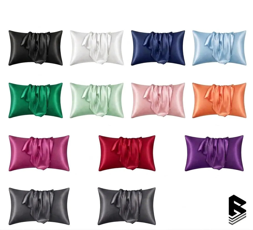 Beamly 2-Piece Satin Silk Pillowcase Set, Standard Size Coral Pillowcases for Hair and Skin, Super Soft Bedding Pillow Covers