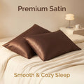 Bedsum 2‑Pack Silk‑Like Satin Pillowcases - Hidden Zipper Closure, Polyester Cooling Bedding, Gentle for Hair & Skin, Solid Colors, Thoughtful Sleep Gift Idea, Multi‑Size