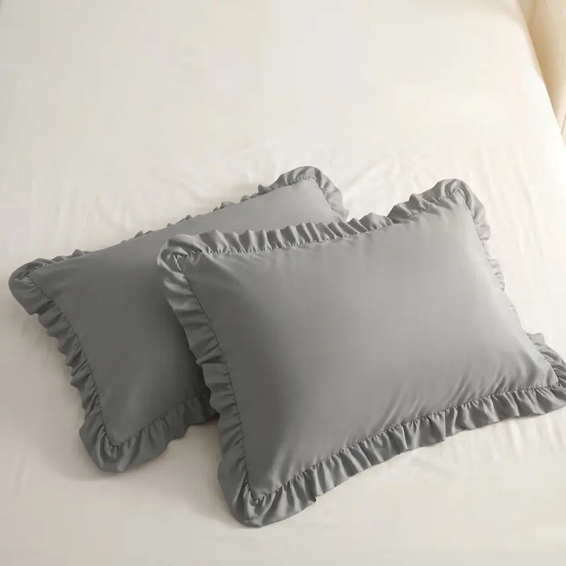 NTBAY Ruffled Pillow Shams, 1800 Series Brushed Microfiber, 2 Inch Ruffle Trim, Shabby Chic Decorative Cover, Envelope Closure, French Ruffle Pillowcase,Multi-Size, 2 Pack