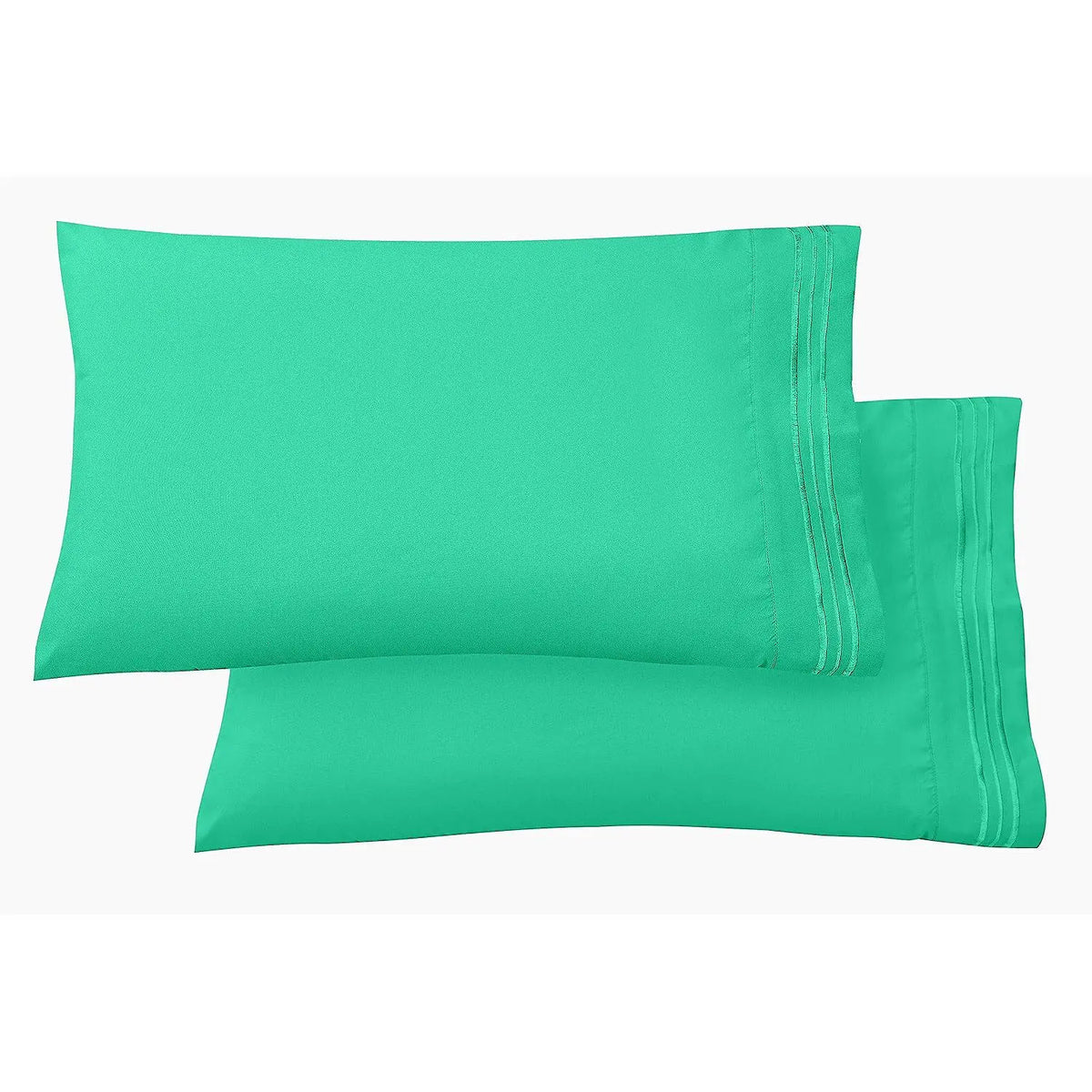 Elegant Comfort 2-Pack 3-Line Embroidered Set of 2 Pillowcases - Wrinkle-Free Microfiber for Hot Sleepers, Cool and Crisp with Smooth Weave
