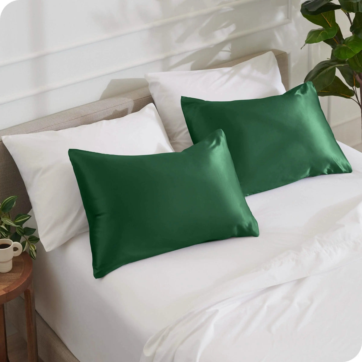 Bare Home Hair-Safe Polyester Satin Pillowcase Set with Envelope Closure, Envelope Closure Secures Fit, Polyester Satin Bedding Accessory