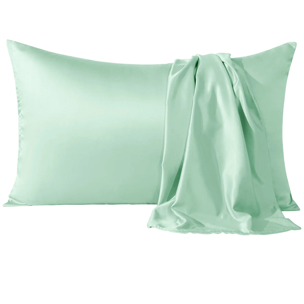 Bedsum 2‑Pack Silk‑Like Satin Pillowcases - Hidden Zipper Closure, Polyester Cooling Bedding, Gentle for Hair & Skin, Solid Colors, Thoughtful Sleep Gift Idea, Multi‑Size