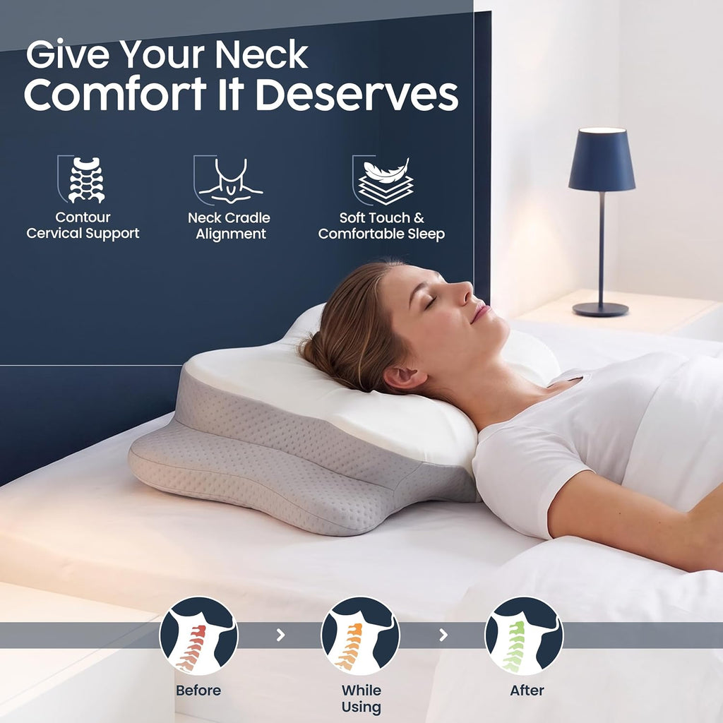 Utopia Bedding Cervical Neck Pillow for Sleeping, Ergonomic Cooling Pillow