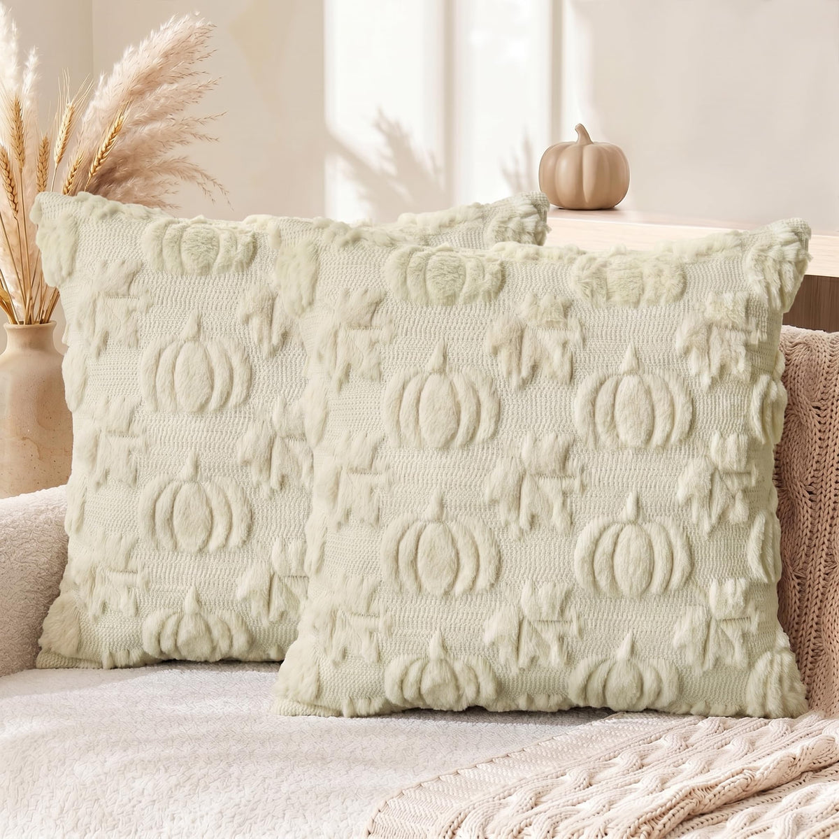 AVOIN colorlife Caramel Fall Pumpkin Throw Pillow Covers 20x20 Inch