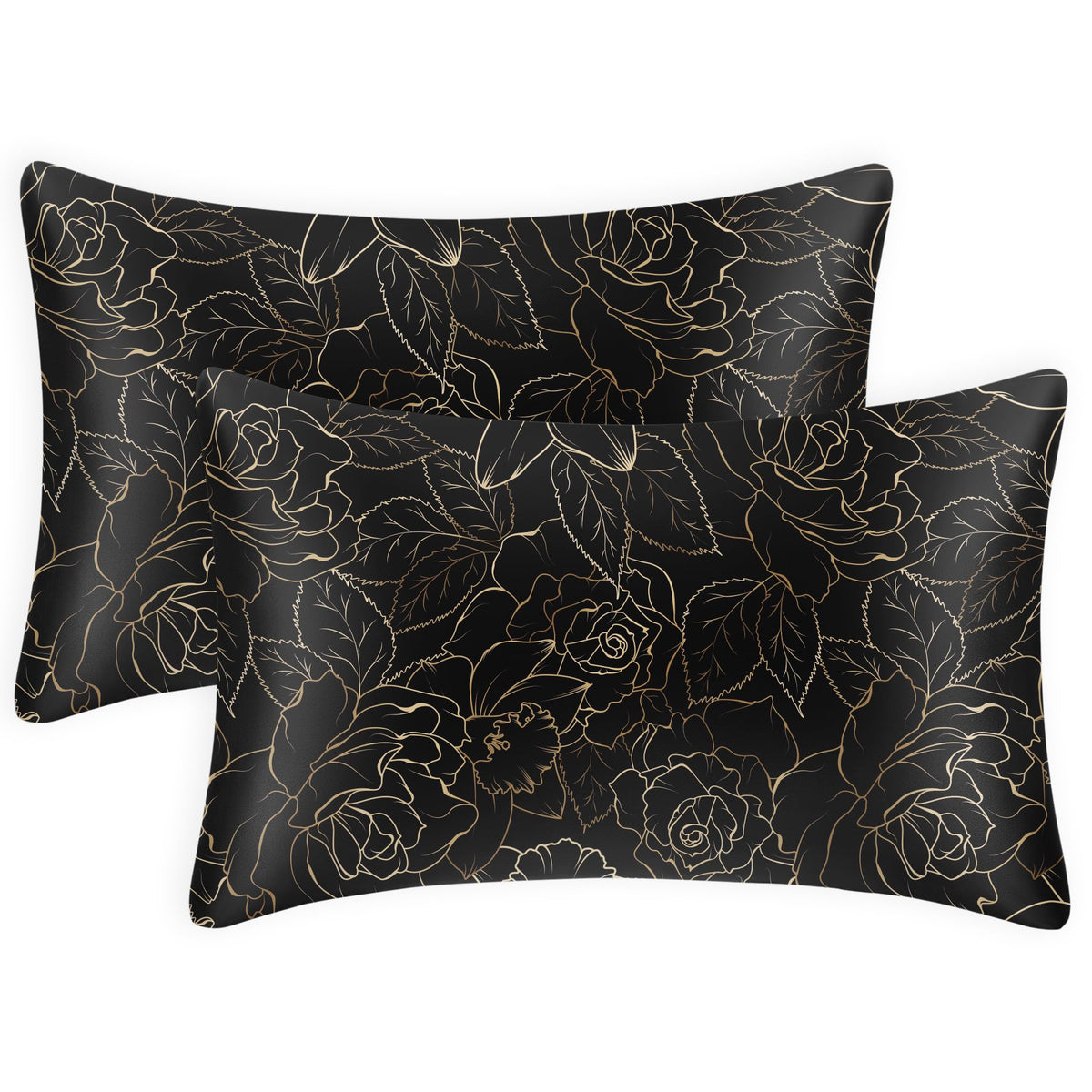EXQ Home Satin Pillowcase for Hair and Skin Queen - Printed Black Sun