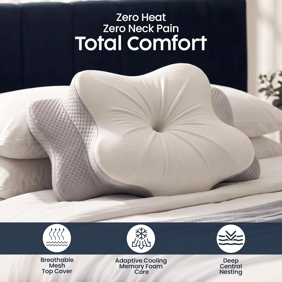 Utopia Bedding Cervical Neck Pillow for Sleeping, Ergonomic Cooling Pillow