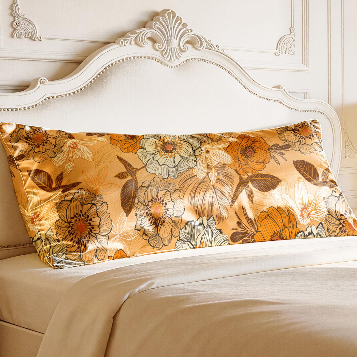 EXQ Home Satin Pillowcase for Hair and Skin Queen - Printed Black Sun