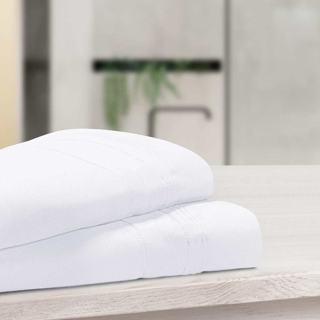 Superior 1000 Thread Count Egyptian Cotton Pillowcase Set, Pillow Covers for All Pillows and Sleepers, Soft Pillowcases for Bed Fashion, Basics, Large Cases, 2-Piece Set- Standard, White