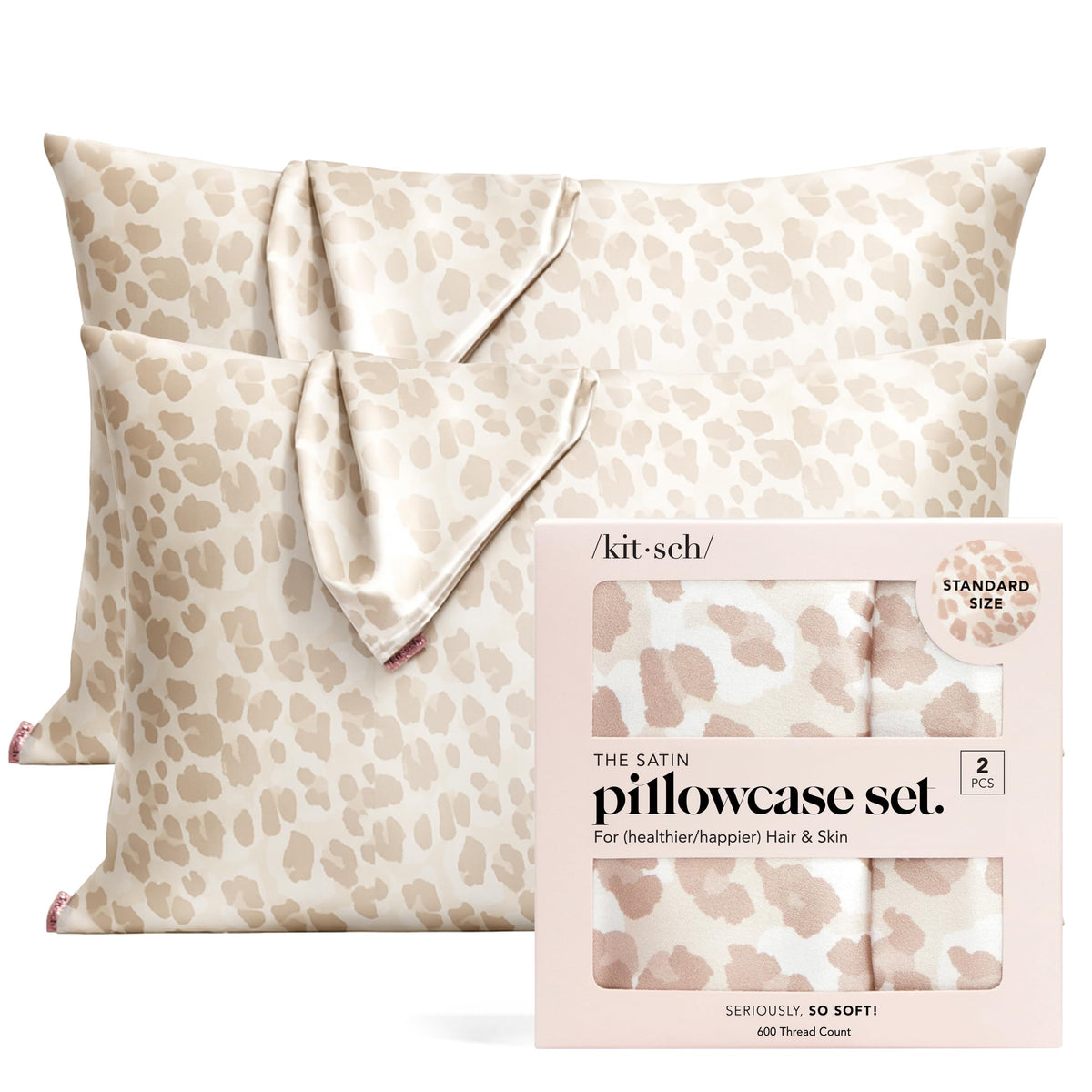 Kitsch Satin Pillowcase with Zipper - 2 pcs King Size, Ivory