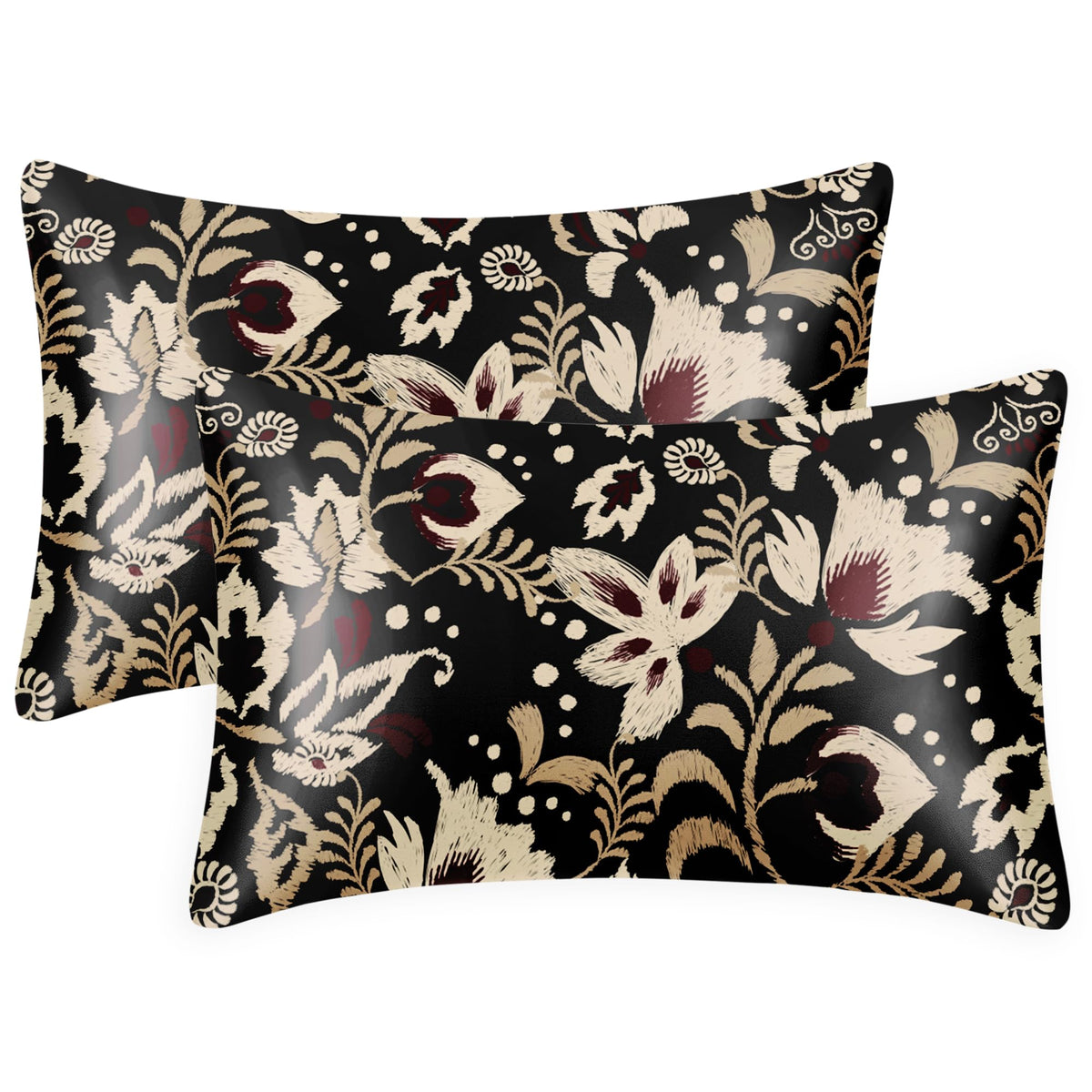 EXQ Home Satin Pillowcase for Hair and Skin Queen - Printed Black Sun