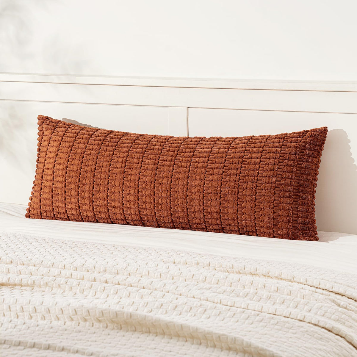 MIULEE Corduroy Decorative Throw Pillow Covers 20x20 Cream White Pack of 2