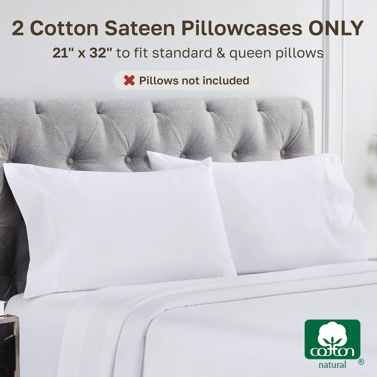California Design Den 1000 Thread Count Pillow Cases Queen Size, Set of 2