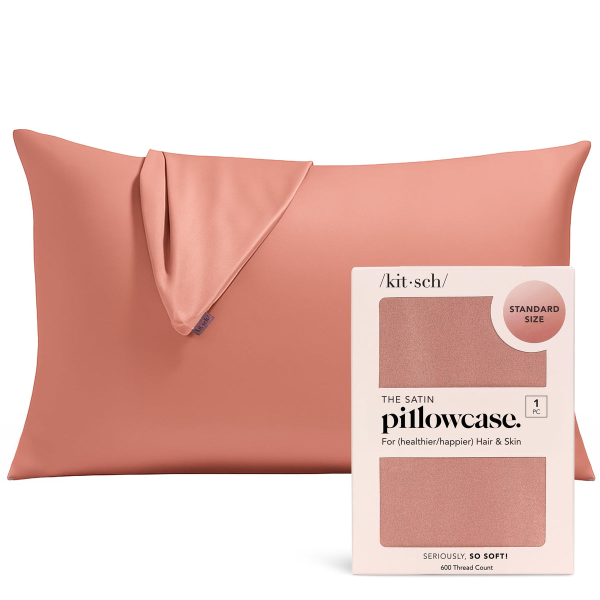 Kitsch Satin Pillowcase with Zipper - 2 pcs King Size, Ivory