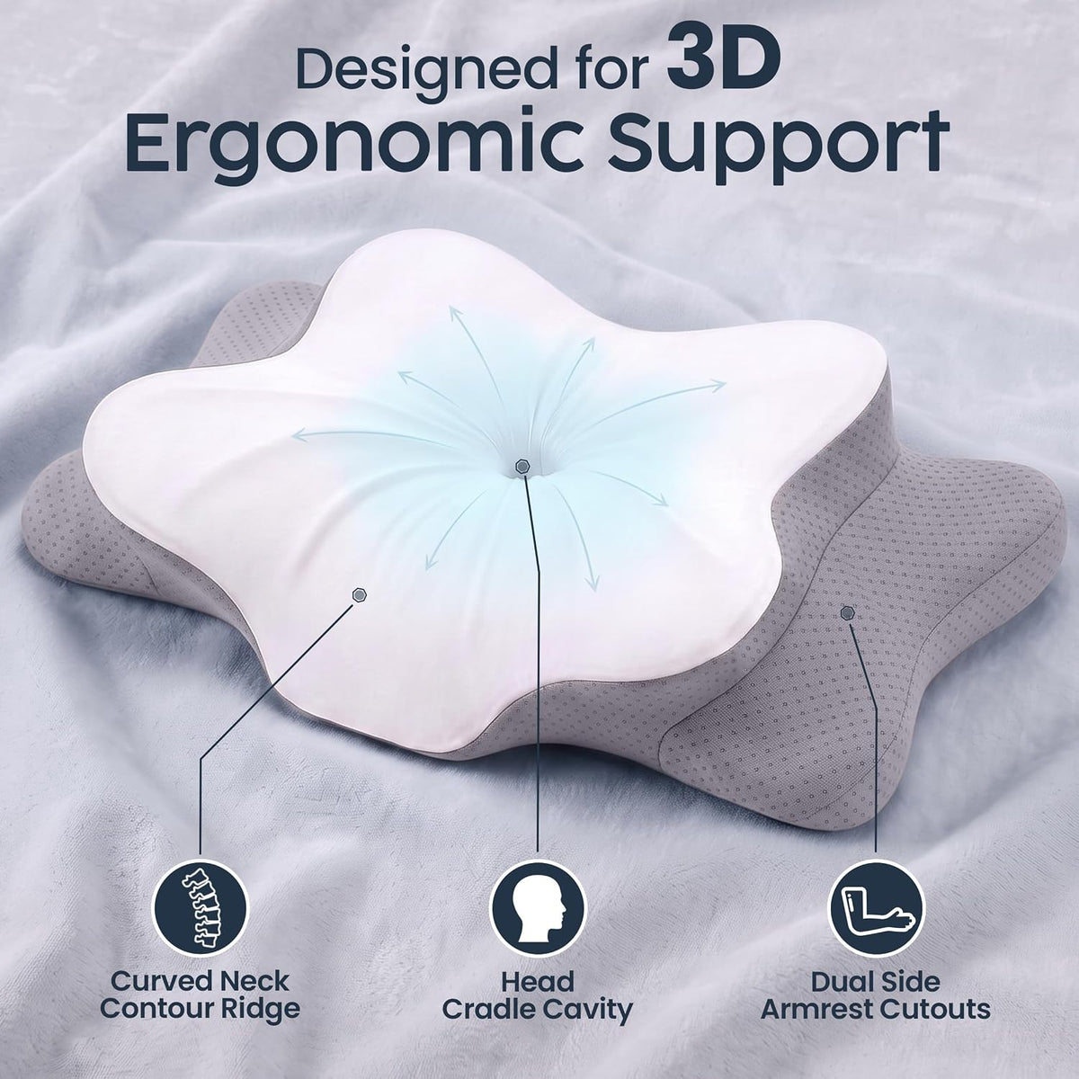 Utopia Bedding Cervical Neck Pillow for Sleeping, Ergonomic Cooling Pillow