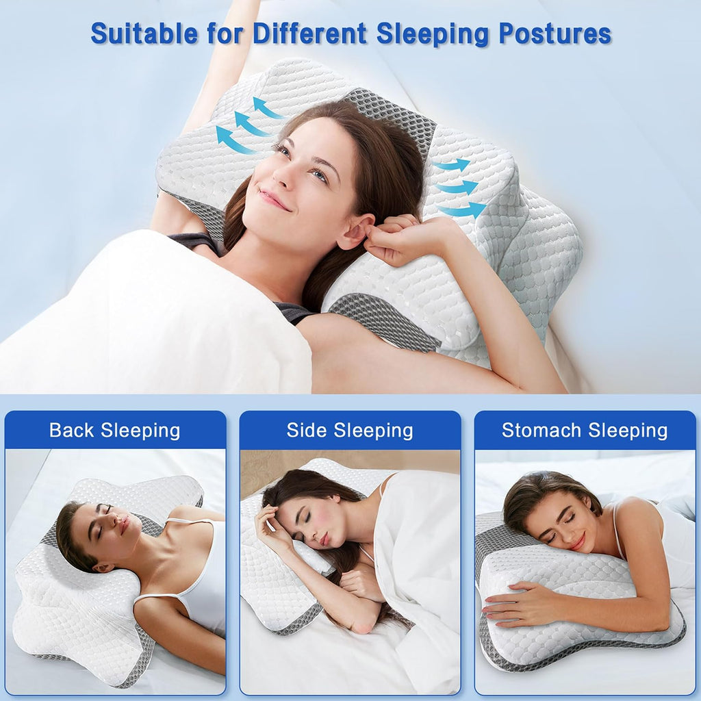 Pain Relief Cervical Pillow for Neck Support, Adjustable Ergonomic Pillow