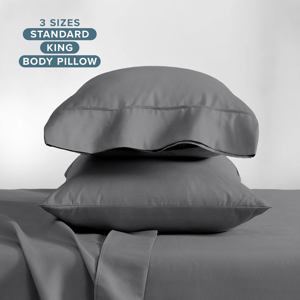 Bare Home Pillowcases Open End (Standard Set of 2, Grey)