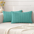 MIULEE Corduroy Decorative Throw Pillow Covers 20x20 Cream White Pack of 2