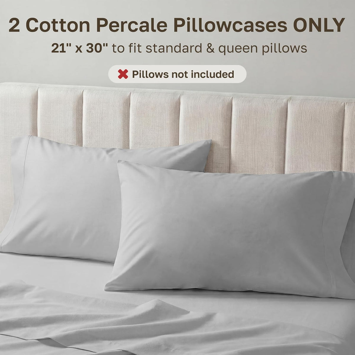 California Design Den 100% Egyptian Cotton 2-Pack Pillowcases Queen Size