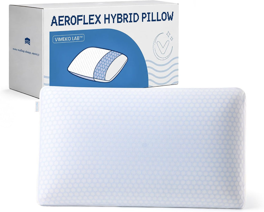 Memory Foam Bed Pillow with Dual Cooling Surfaces and Contouring Support