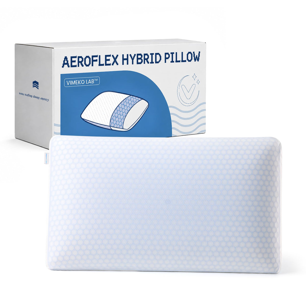 Memory Foam Bed Pillow with Dual Cooling Surfaces and Contouring Support